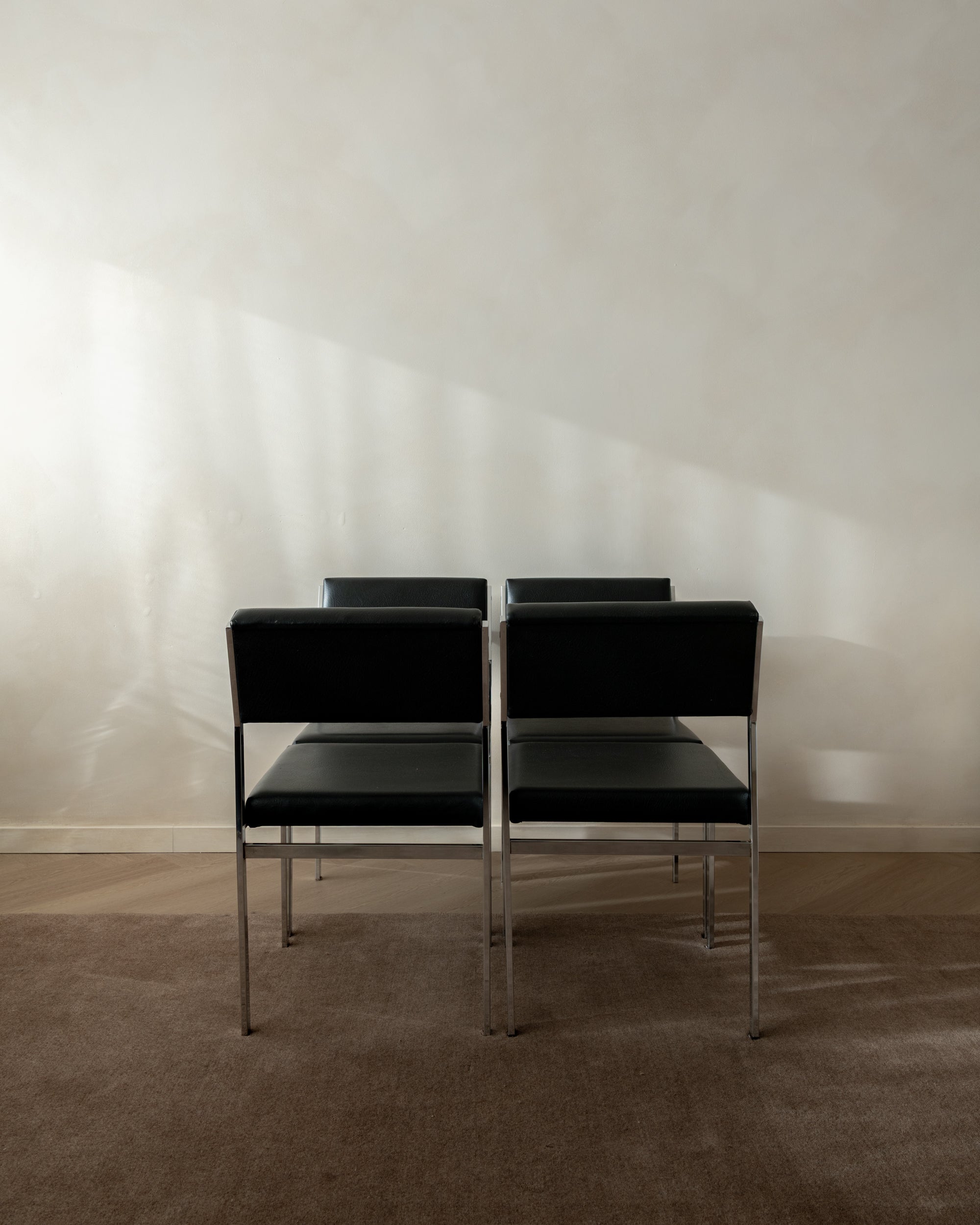 Bauhaus Chrome Leather Dining Chairs SM07 by Cees Braakman for Pastoe, 1960s, Set of 4