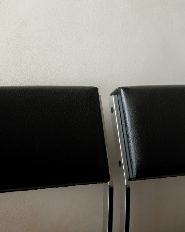 Bauhaus Chrome Leather Dining Chairs SM07 by Cees Braakman for Pastoe, 1960s, Set of 4