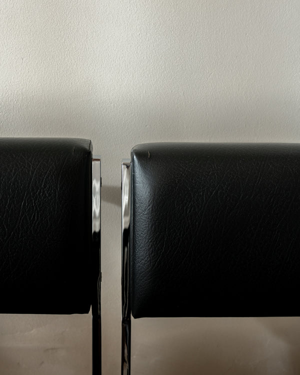 Bauhaus Chrome Leather Dining Chairs SM07 by Cees Braakman for Pastoe, 1960s, Set of 4