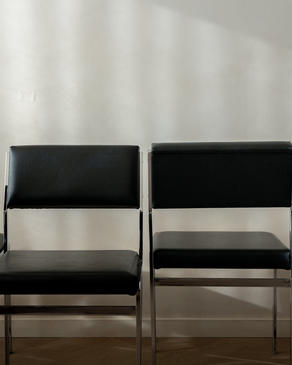 Bauhaus Chrome Leather Dining Chairs SM07 by Cees Braakman for Pastoe, 1960s, Set of 4