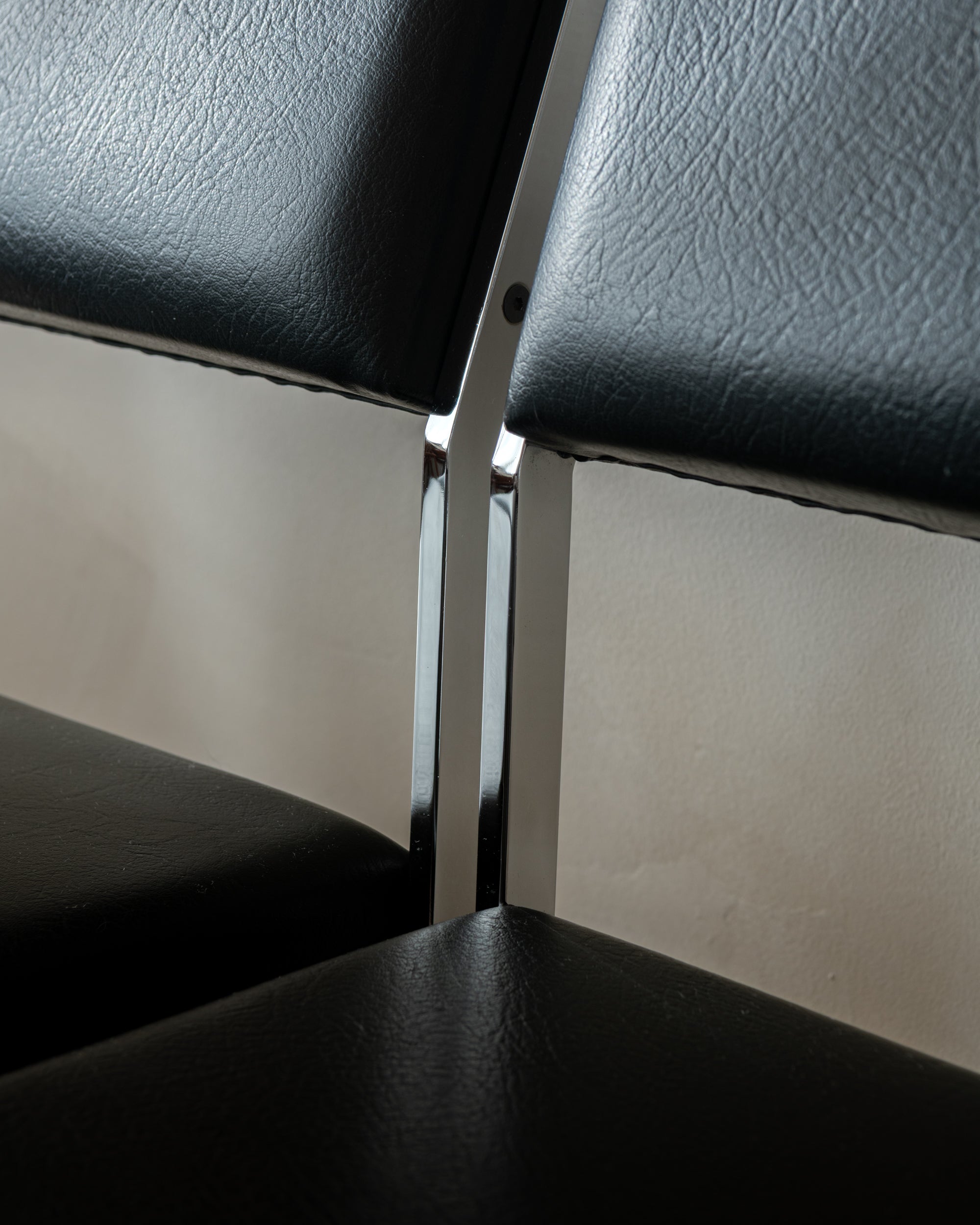 Bauhaus Chrome Leather Dining Chairs SM07 by Cees Braakman for Pastoe, 1960s, Set of 4