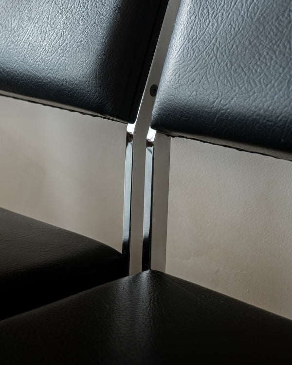 Bauhaus Chrome Leather Dining Chairs SM07 by Cees Braakman for Pastoe, 1960s, Set of 4