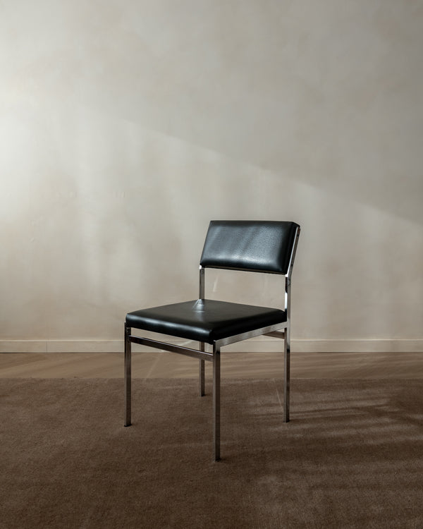 Bauhaus Chrome Leather Dining Chairs SM07 by Cees Braakman for Pastoe, 1960s, Set of 4