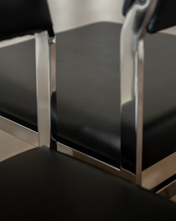 Bauhaus Chrome Leather Dining Chairs SM07 by Cees Braakman for Pastoe, 1960s, Set of 4