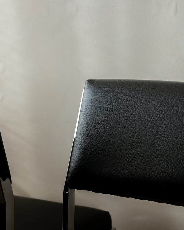Bauhaus Chrome Leather Dining Chairs SM07 by Cees Braakman for Pastoe, 1960s, Set of 4