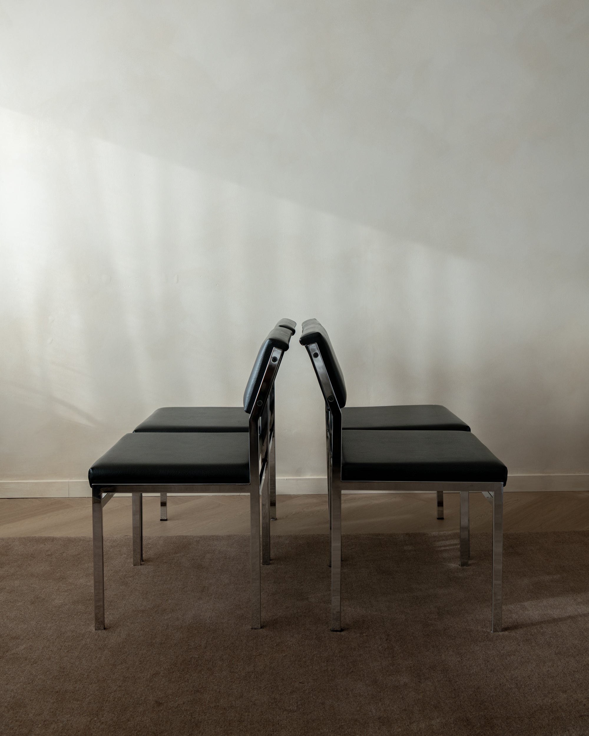 Bauhaus Chrome Leather Dining Chairs SM07 by Cees Braakman for Pastoe, 1960s, Set of 4