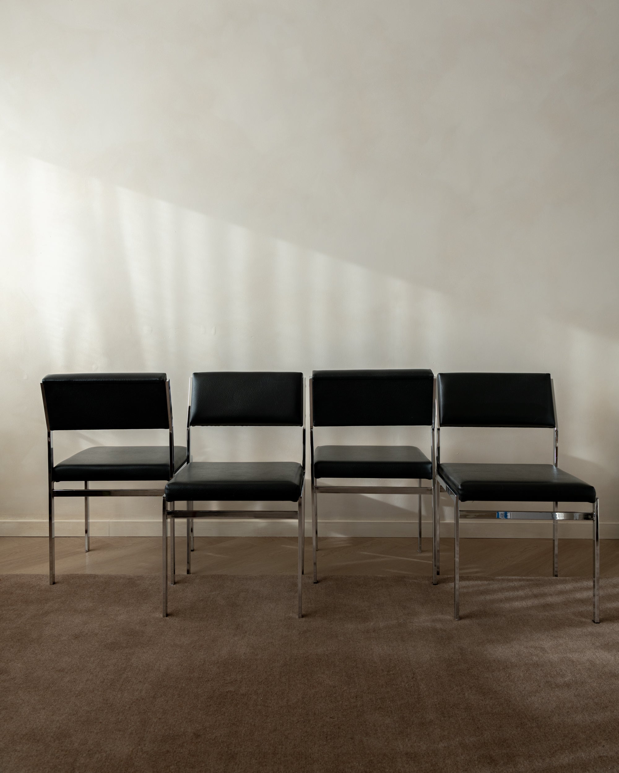 Bauhaus Chrome Leather Dining Chairs SM07 by Cees Braakman for Pastoe, 1960s, Set of 4