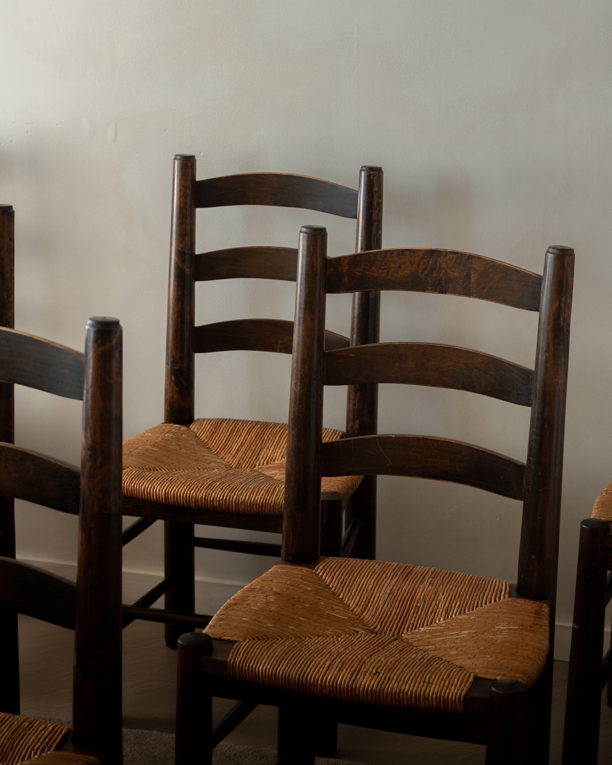 Vintage French Brutalist Dining Chairs by Georges Robert, 1950s, Set of 6