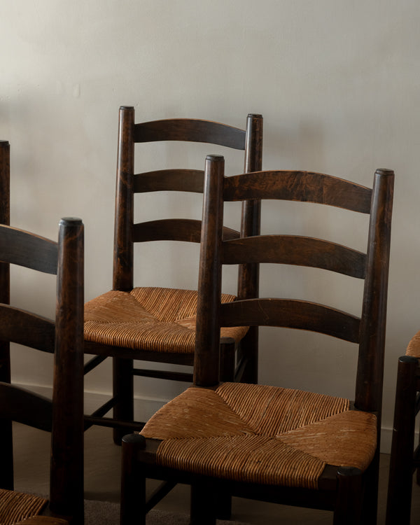 Vintage French Brutalist Dining Chairs by Georges Robert, 1950s, Set of 6