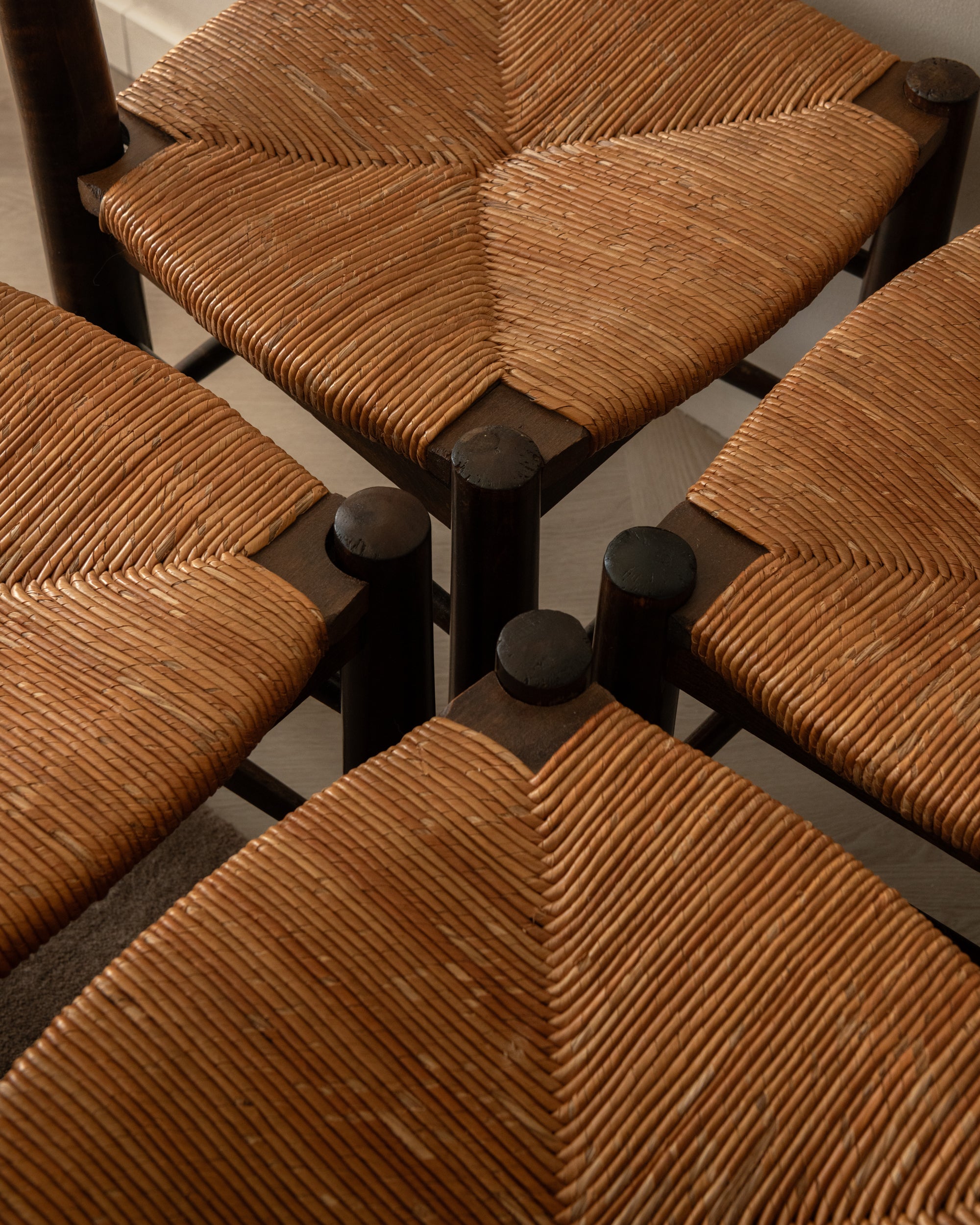 Vintage French Brutalist Dining Chairs by Georges Robert, 1950s, Set of 6