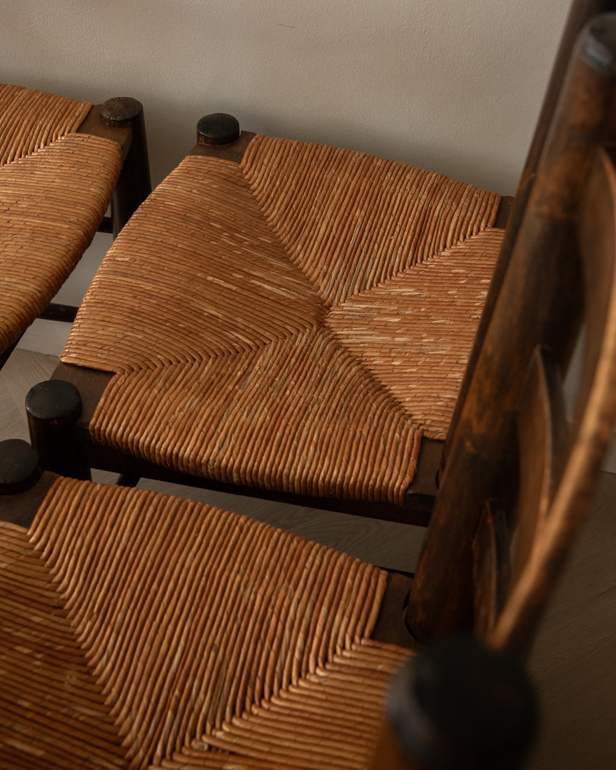 Vintage French Brutalist Dining Chairs by Georges Robert, 1950s, Set of 6