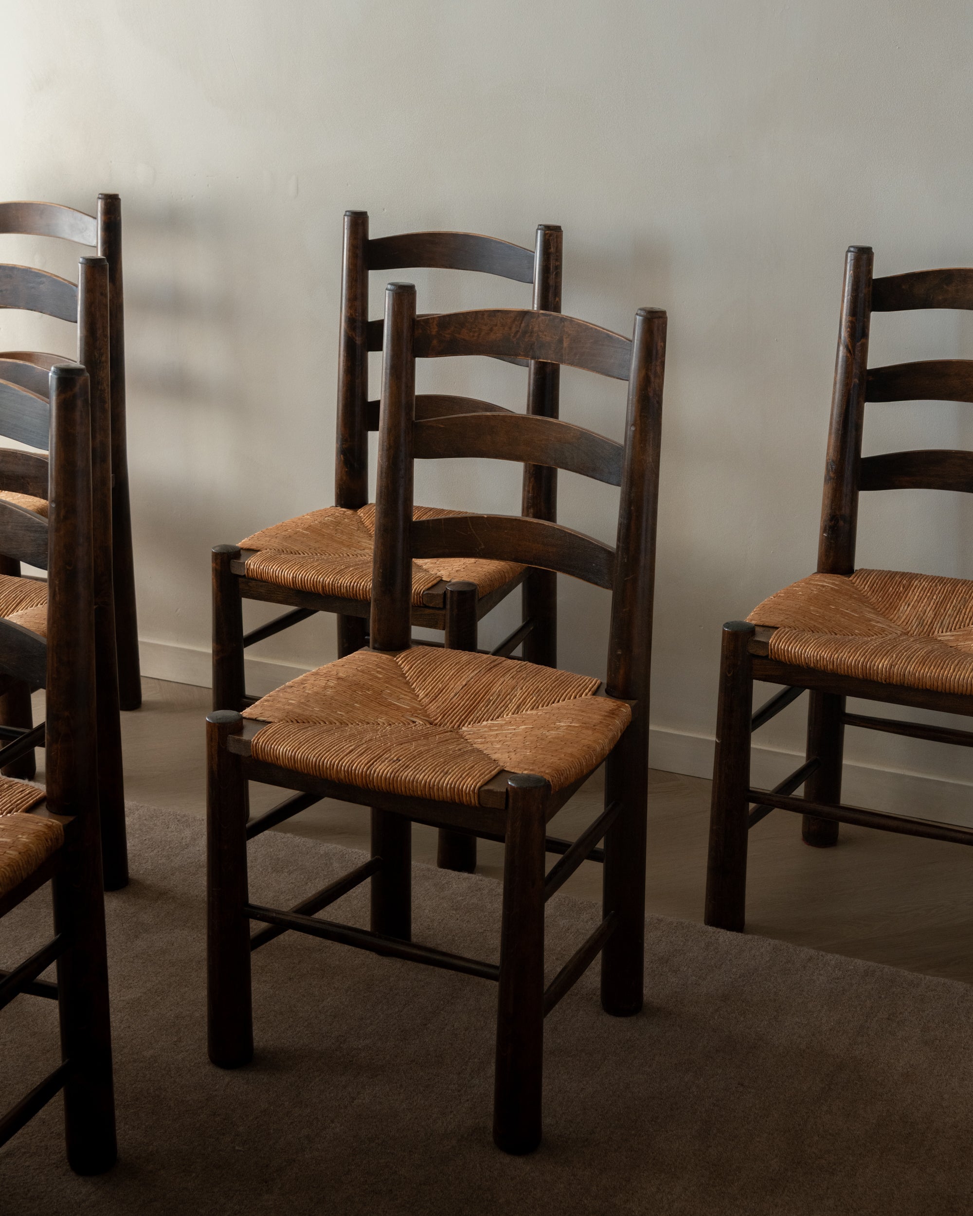 Vintage French Brutalist Dining Chairs by Georges Robert, 1950s, Set of 6