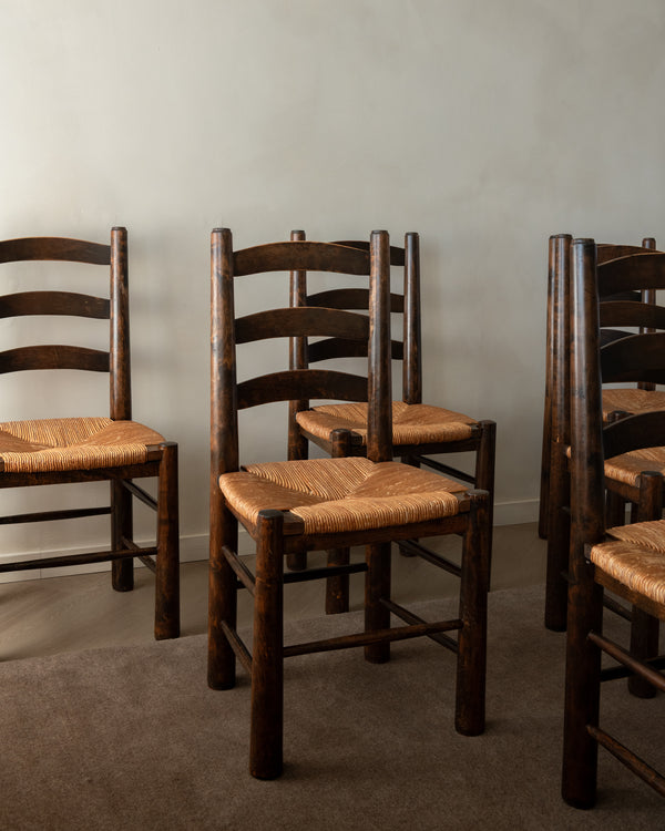 Vintage French Brutalist Dining Chairs by Georges Robert, 1950s, Set of 6