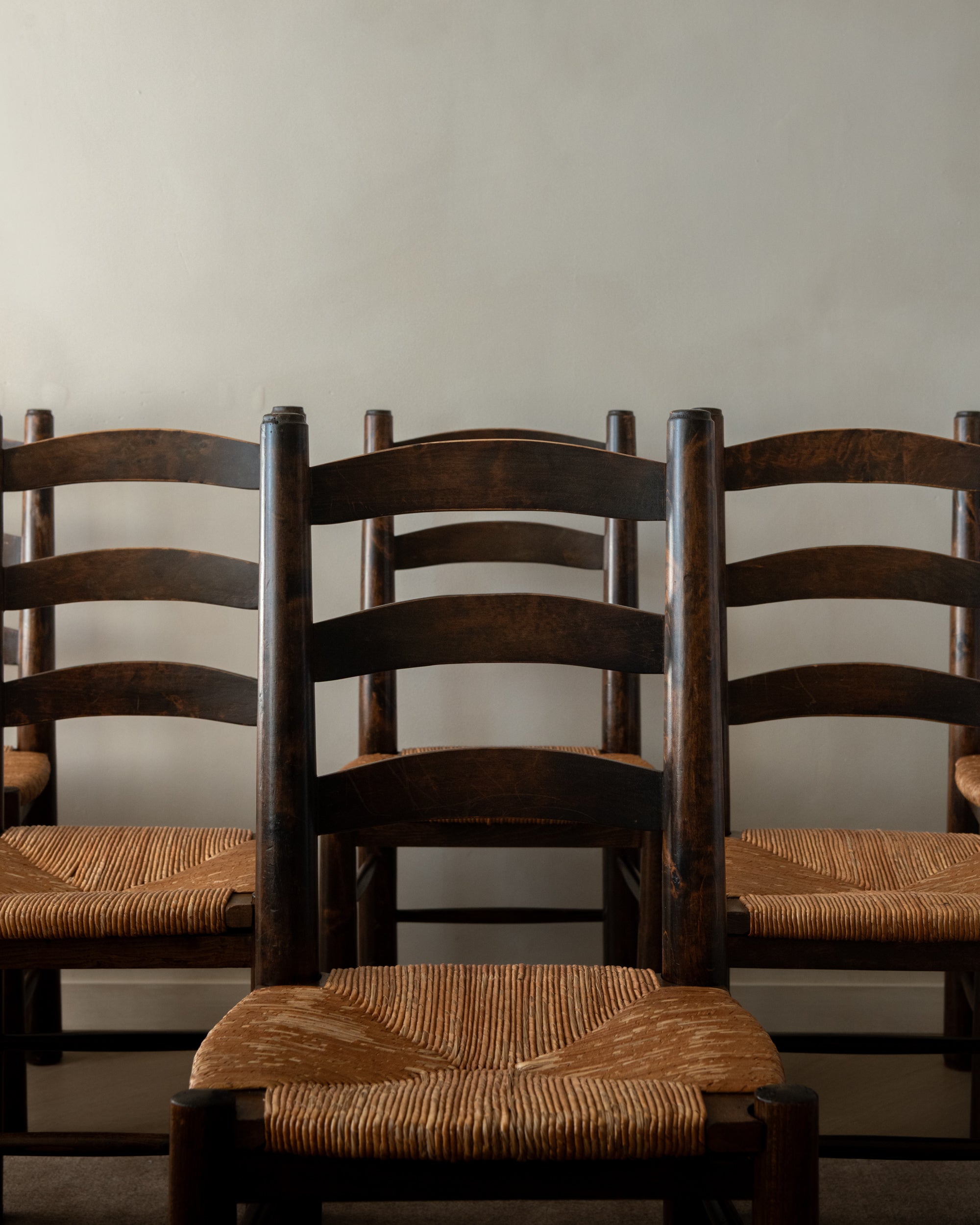 Vintage French Brutalist Dining Chairs by Georges Robert, 1950s, Set of 6