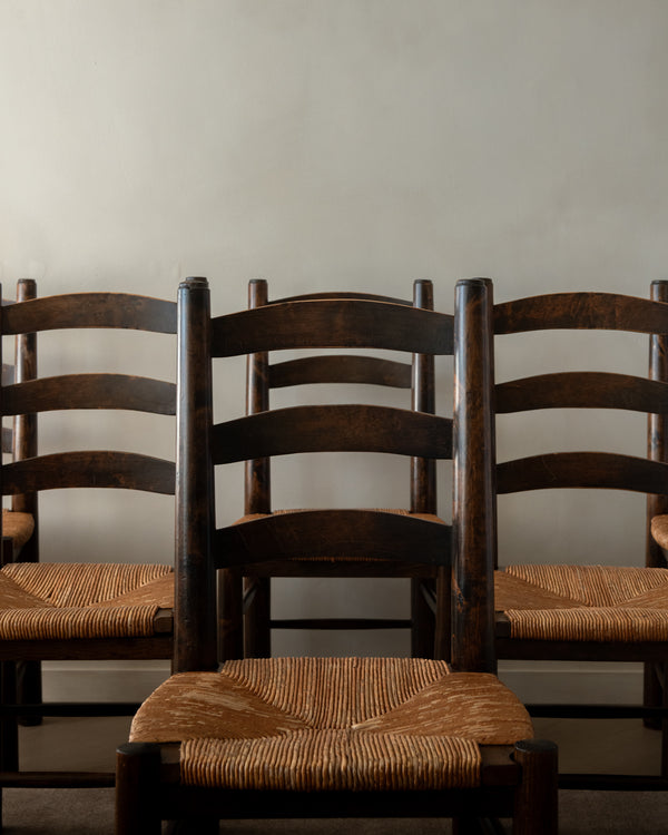 Vintage French Brutalist Dining Chairs by Georges Robert, 1950s, Set of 6