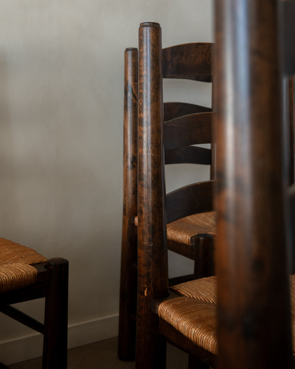 Vintage French Brutalist Dining Chairs by Georges Robert, 1950s, Set of 6