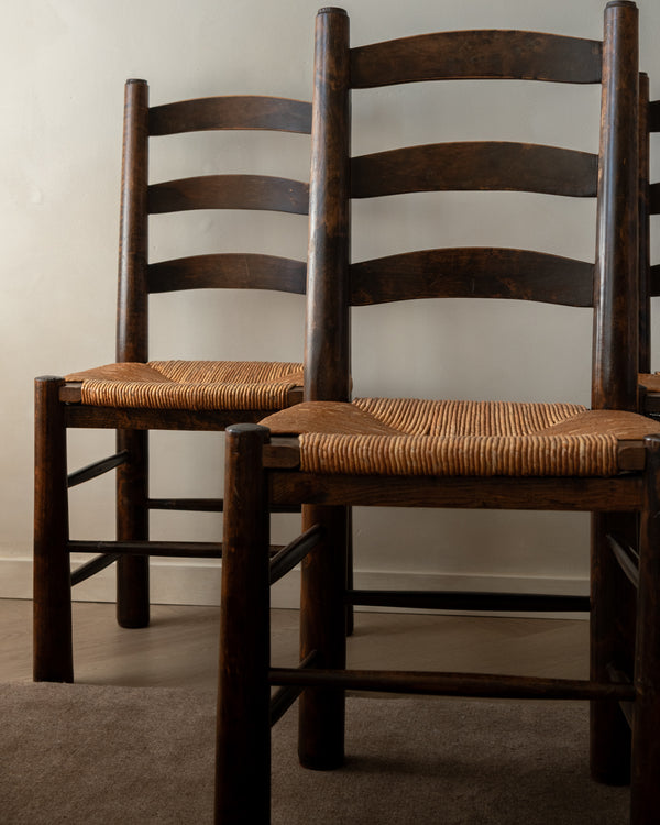 Vintage French Brutalist Dining Chairs by Georges Robert, 1950s, Set of 6