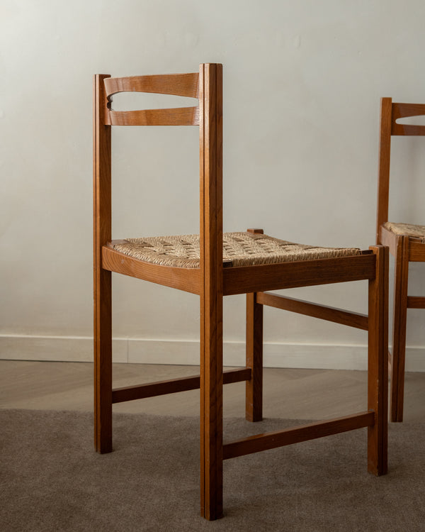 Vintage Italian Rustic Modern Dining Chairs by Snaidero, 1970s, Set of 5