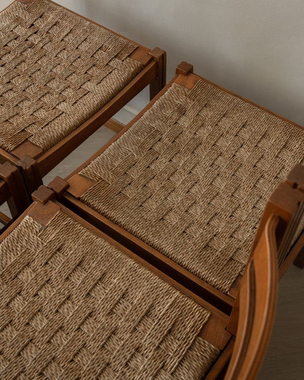 Vintage Italian Rustic Modern Dining Chairs by Snaidero, 1970s, Set of 5