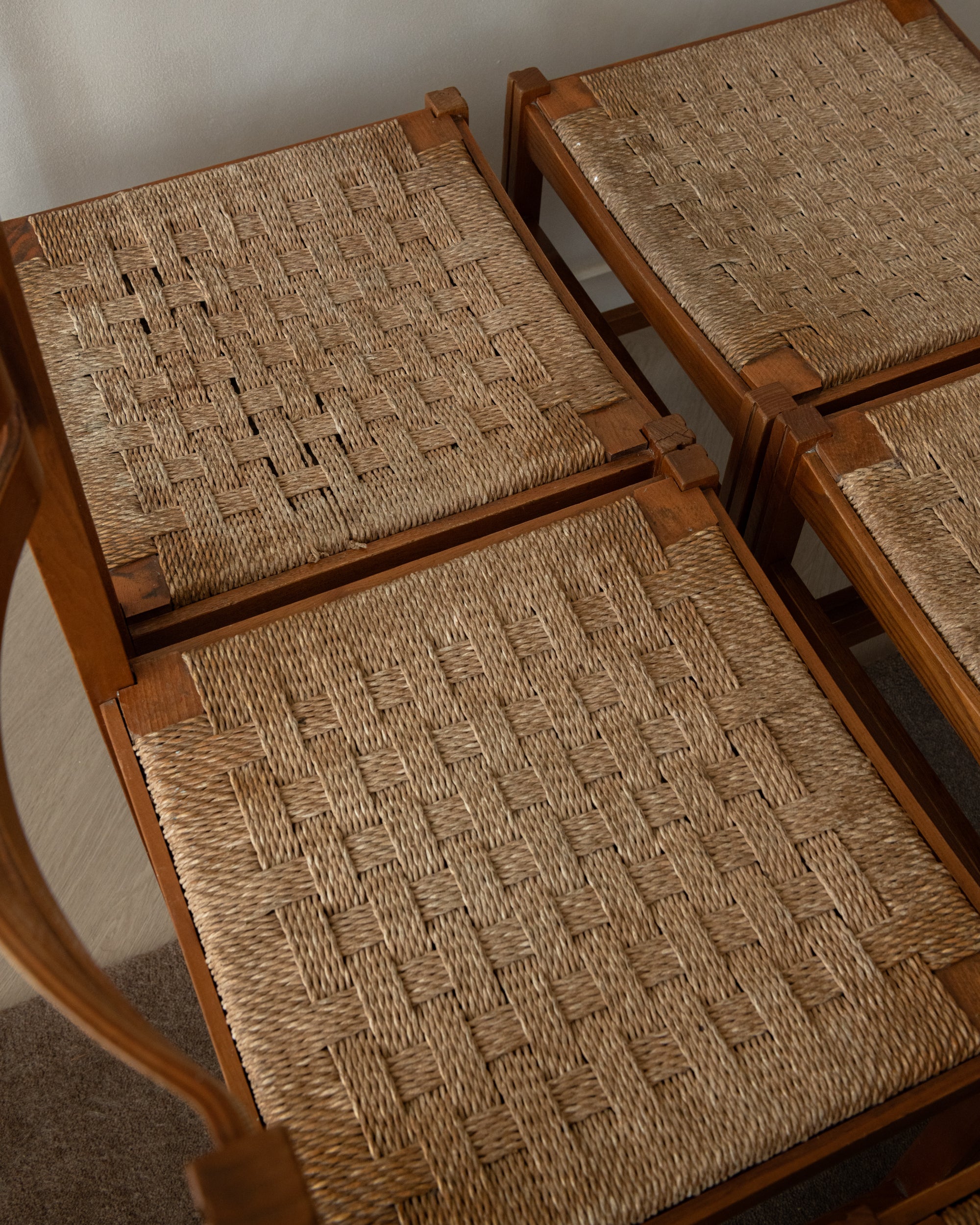 Vintage Italian Rustic Modern Dining Chairs by Snaidero, 1970s, Set of 5