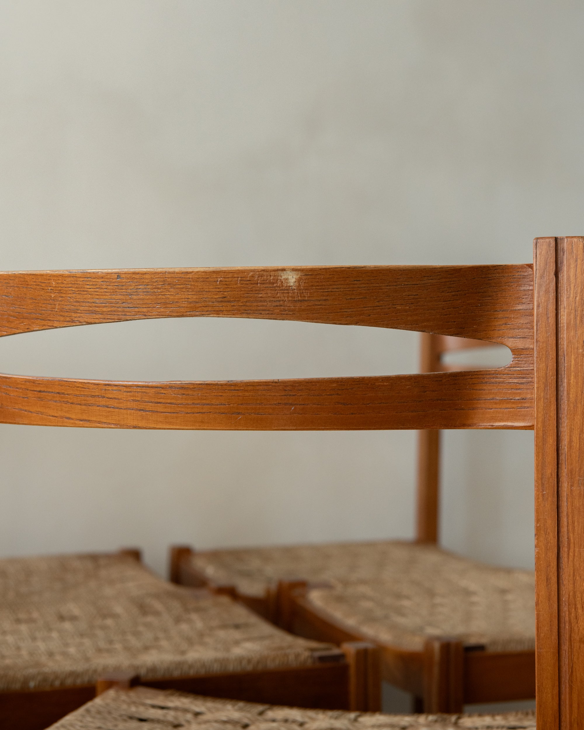 Vintage Italian Rustic Modern Dining Chairs by Snaidero, 1970s, Set of 5