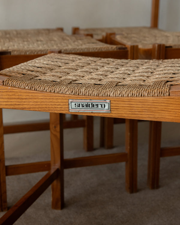 Vintage Italian Rustic Modern Dining Chairs by Snaidero, 1970s, Set of 5