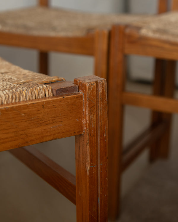 Vintage Italian Rustic Modern Dining Chairs by Snaidero, 1970s, Set of 5