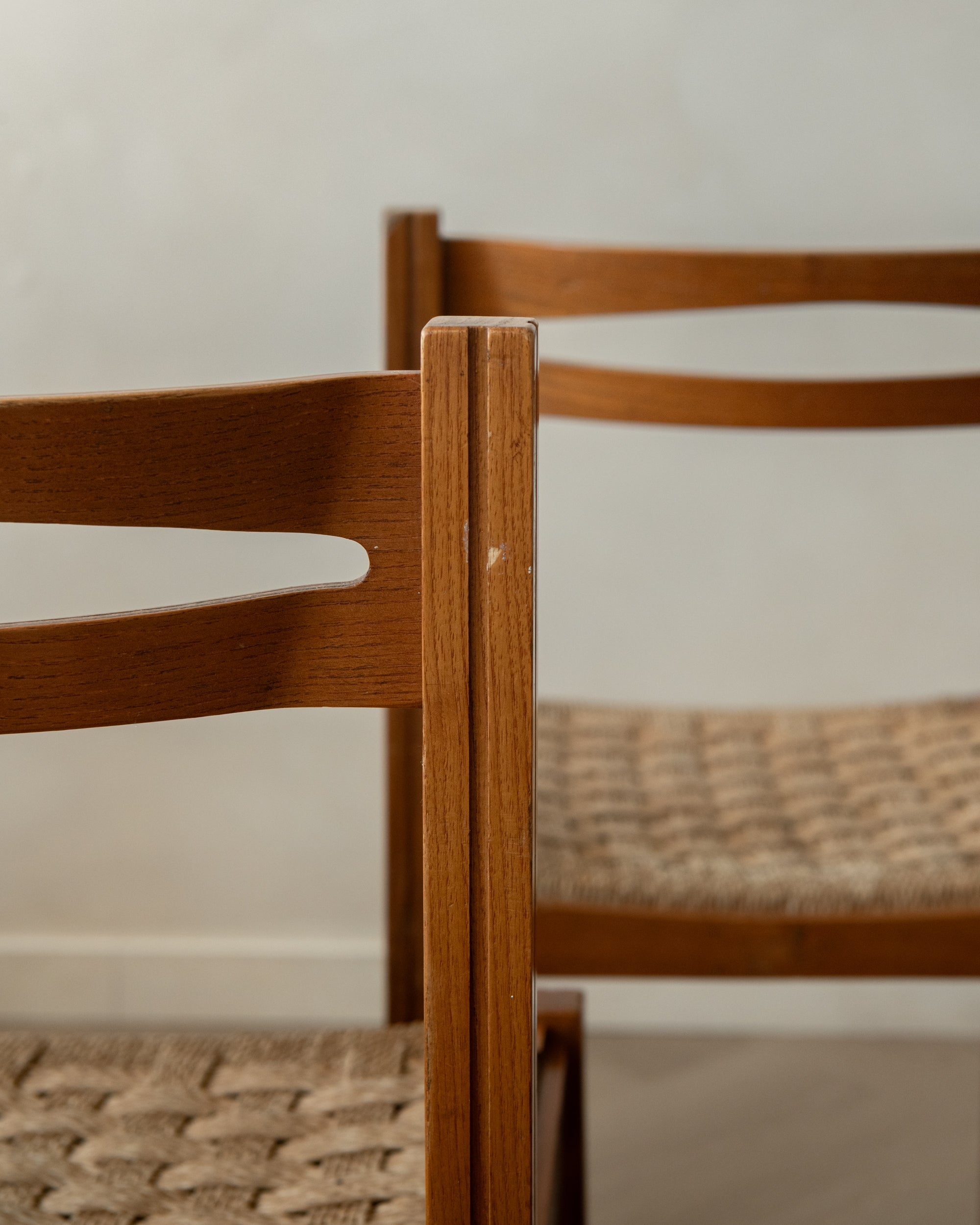 Vintage Italian Rustic Modern Dining Chairs by Snaidero, 1970s, Set of 5