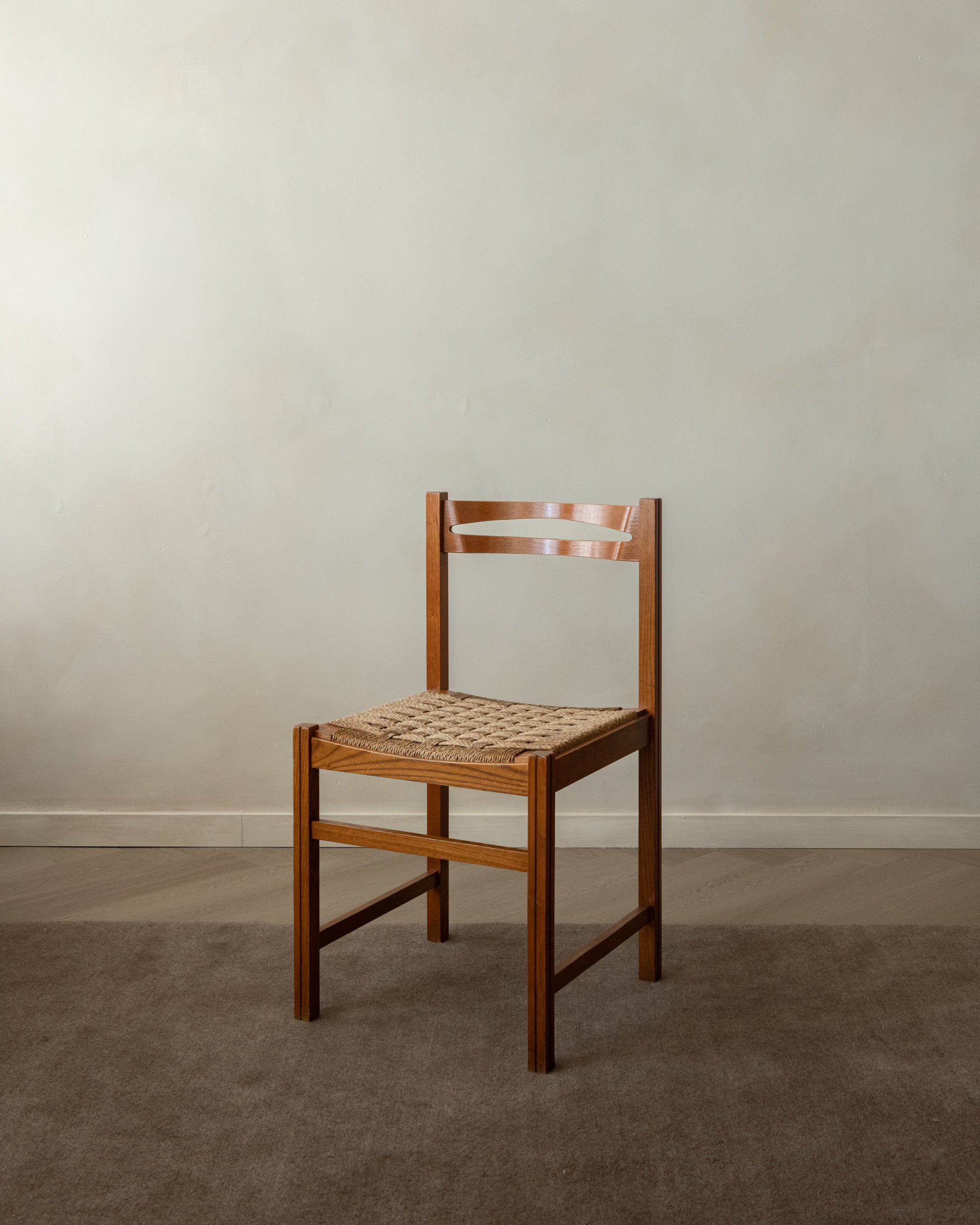 Vintage Italian Rustic Modern Dining Chairs by Snaidero, 1970s, Set of 5