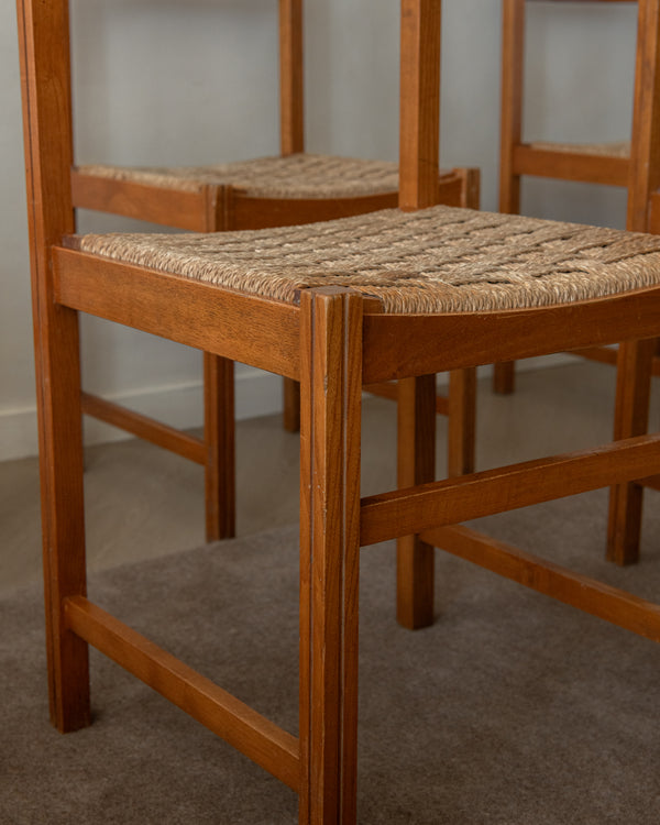 Vintage Italian Rustic Modern Dining Chairs by Snaidero, 1970s, Set of 5