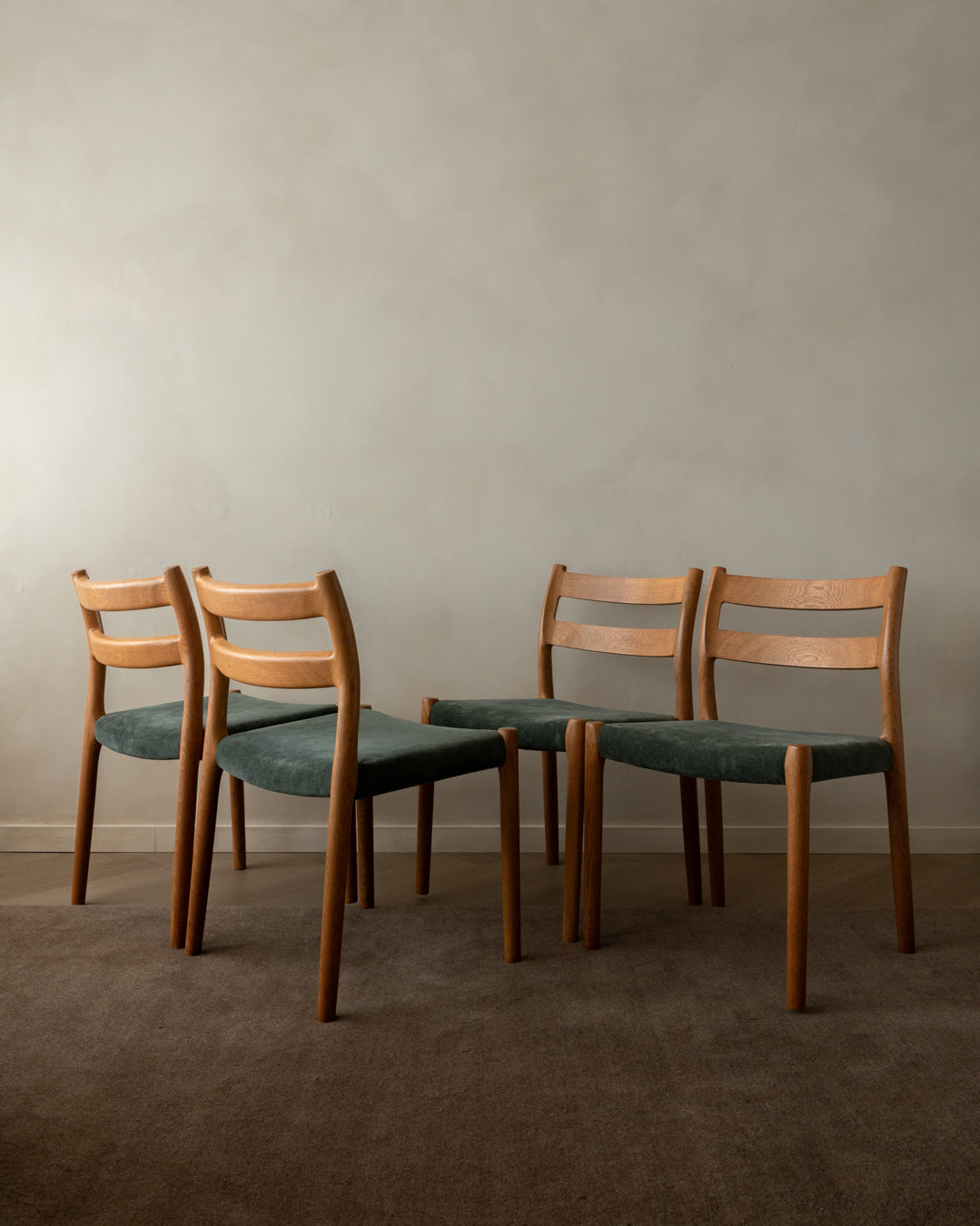 Mid Century Oak Dining Chairs Model 84 by Niels Otto Møller for J.L. Møllers, 1970s, Set of 4