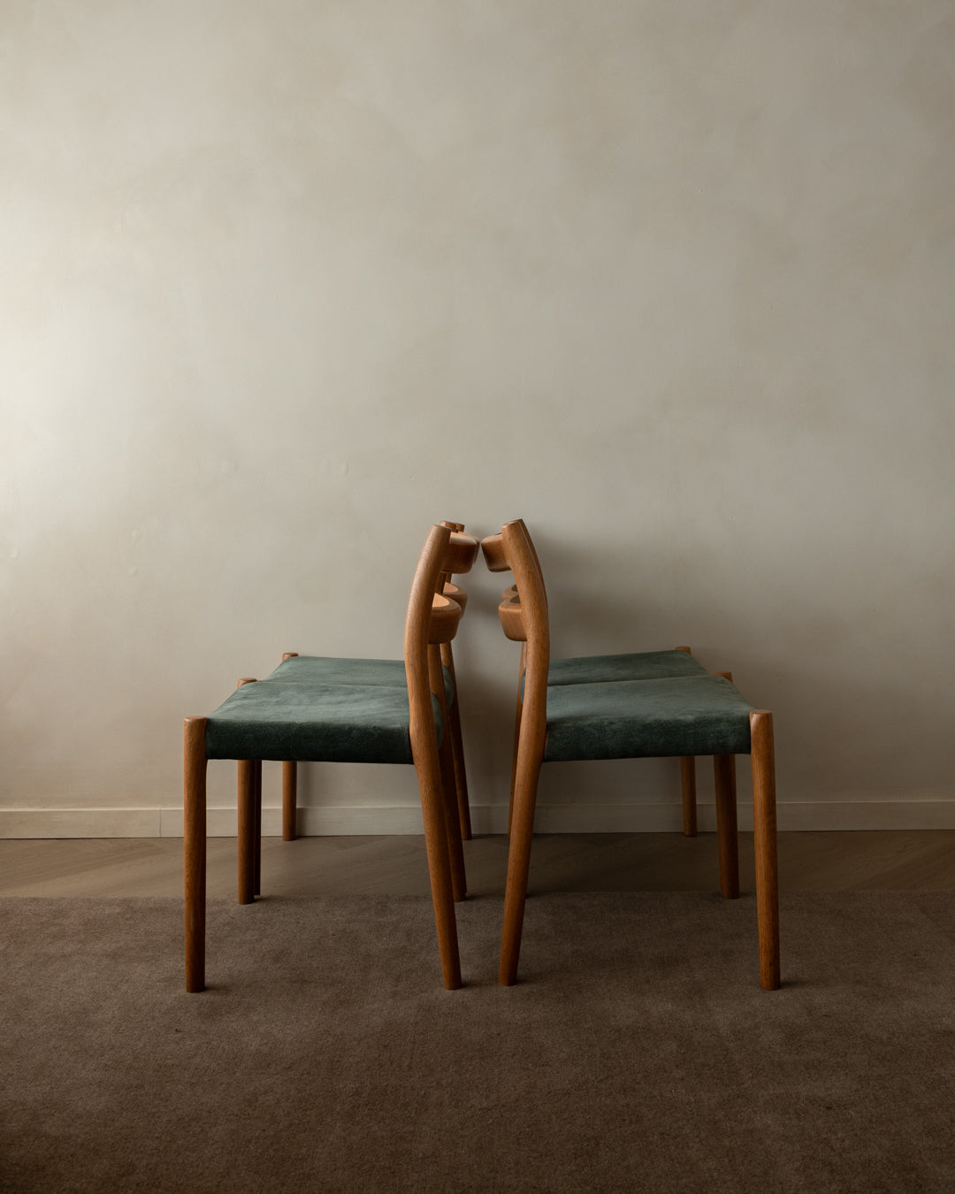 Mid Century Oak Dining Chairs Model 84 by Niels Otto Møller for J.L. Møllers, 1970s, Set of 4