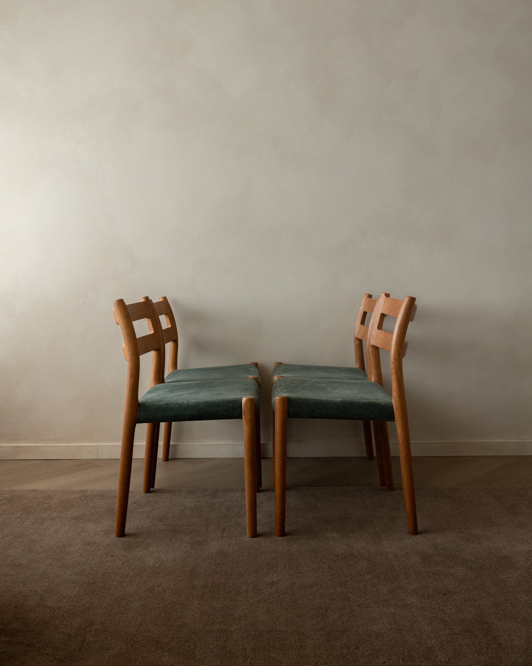 Mid Century Oak Dining Chairs Model 84 by Niels Otto Møller for J.L. Møllers, 1970s, Set of 4