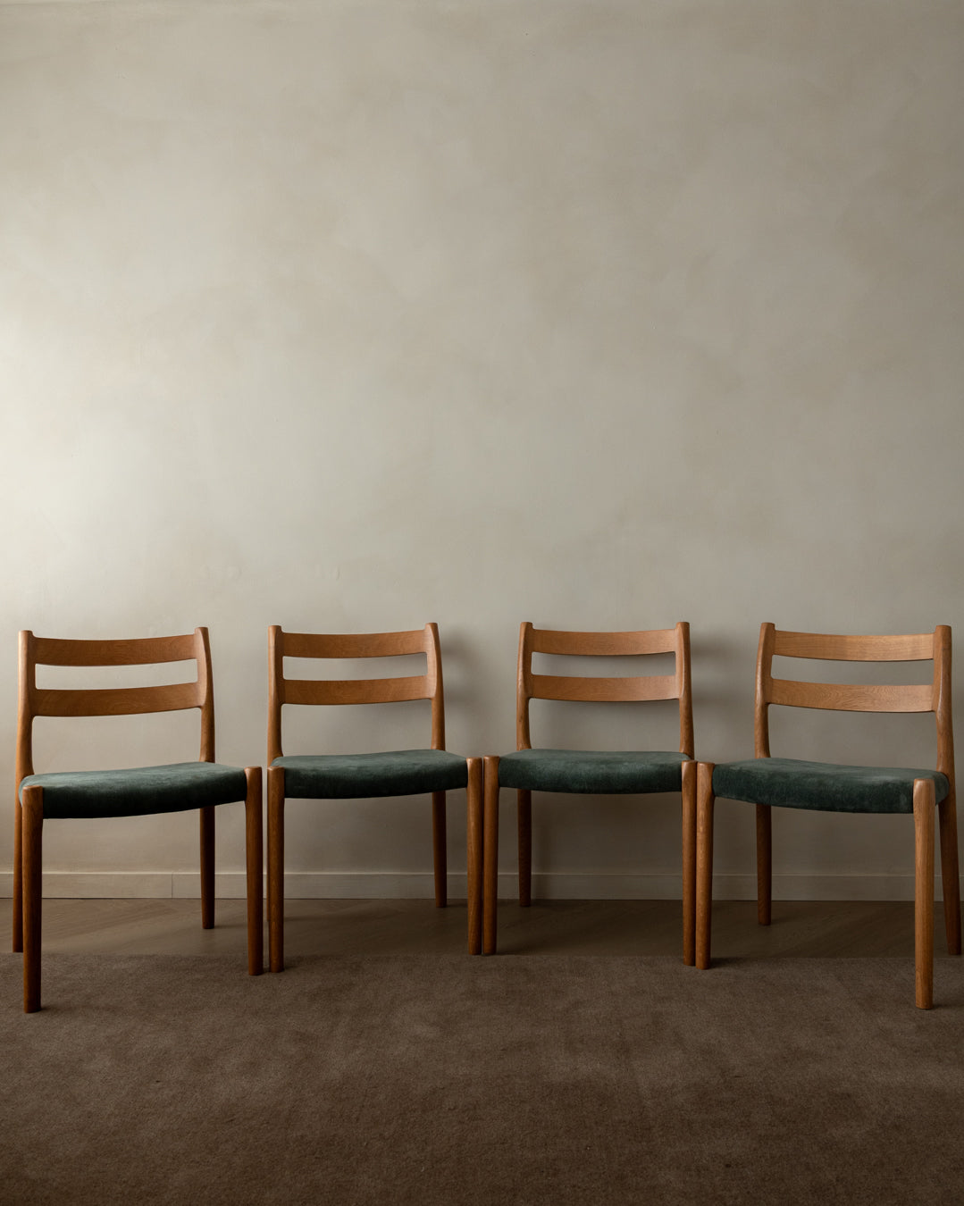 Mid Century Oak Dining Chairs Model 84 by Niels Otto Møller for J.L. Møllers, 1970s, Set of 4