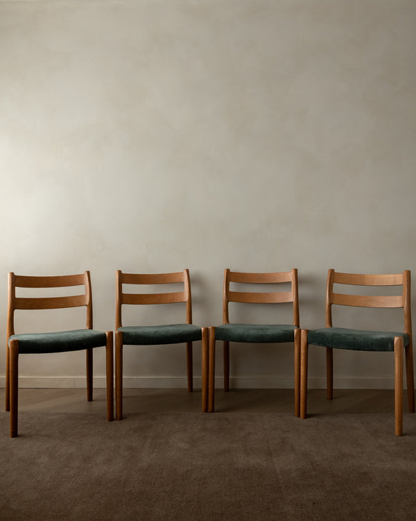 Mid Century Oak Dining Chairs Model 84 by Niels Otto Møller for J.L. Møllers, 1970s, Set of 4