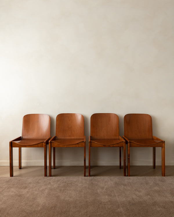 Italian Plywood Dining Chairs Attributed to Molteni, 1970s, Set of 4