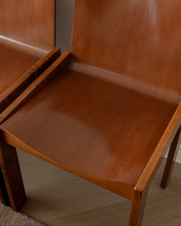 Italian Plywood Dining Chairs Attributed to Molteni, 1970s, Set of 4
