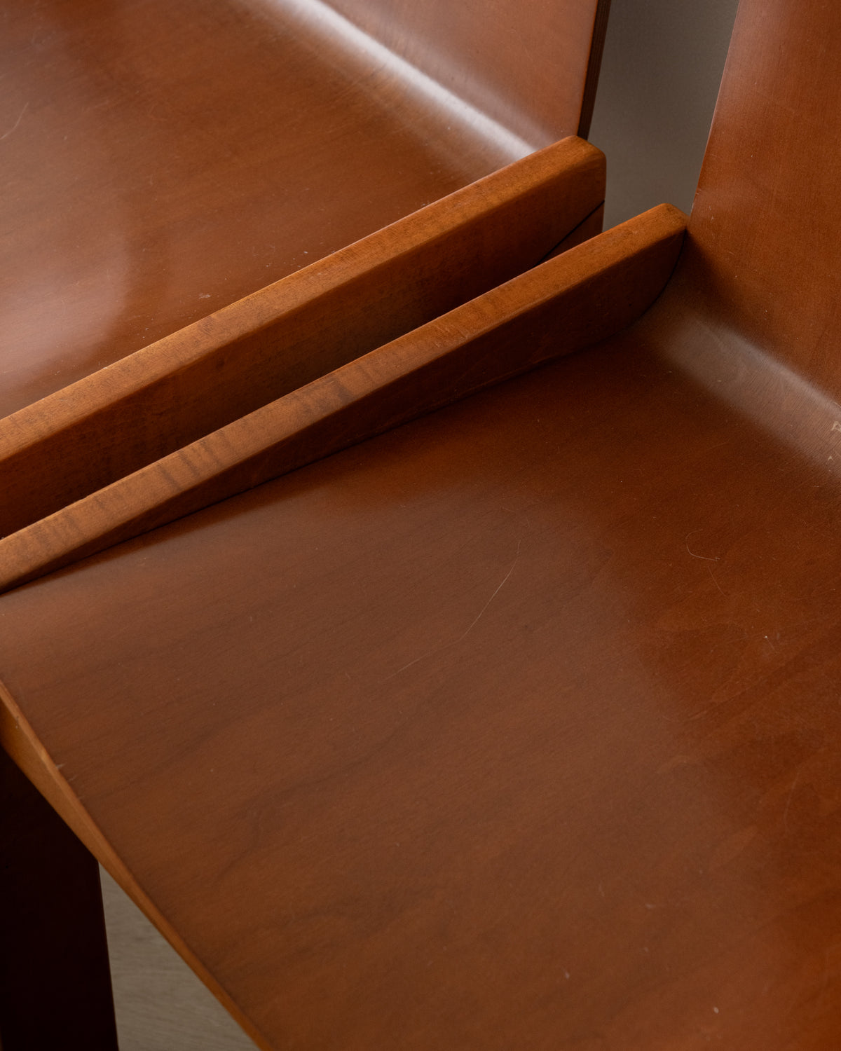 Italian Plywood Dining Chairs Attributed to Molteni, 1970s, Set of 4