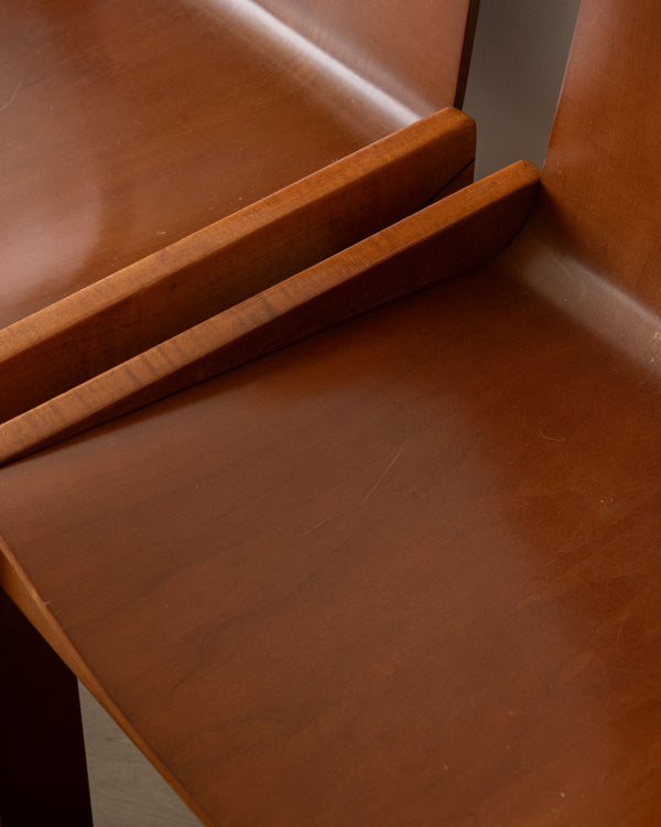 Italian Plywood Dining Chairs Attributed to Molteni, 1970s, Set of 4