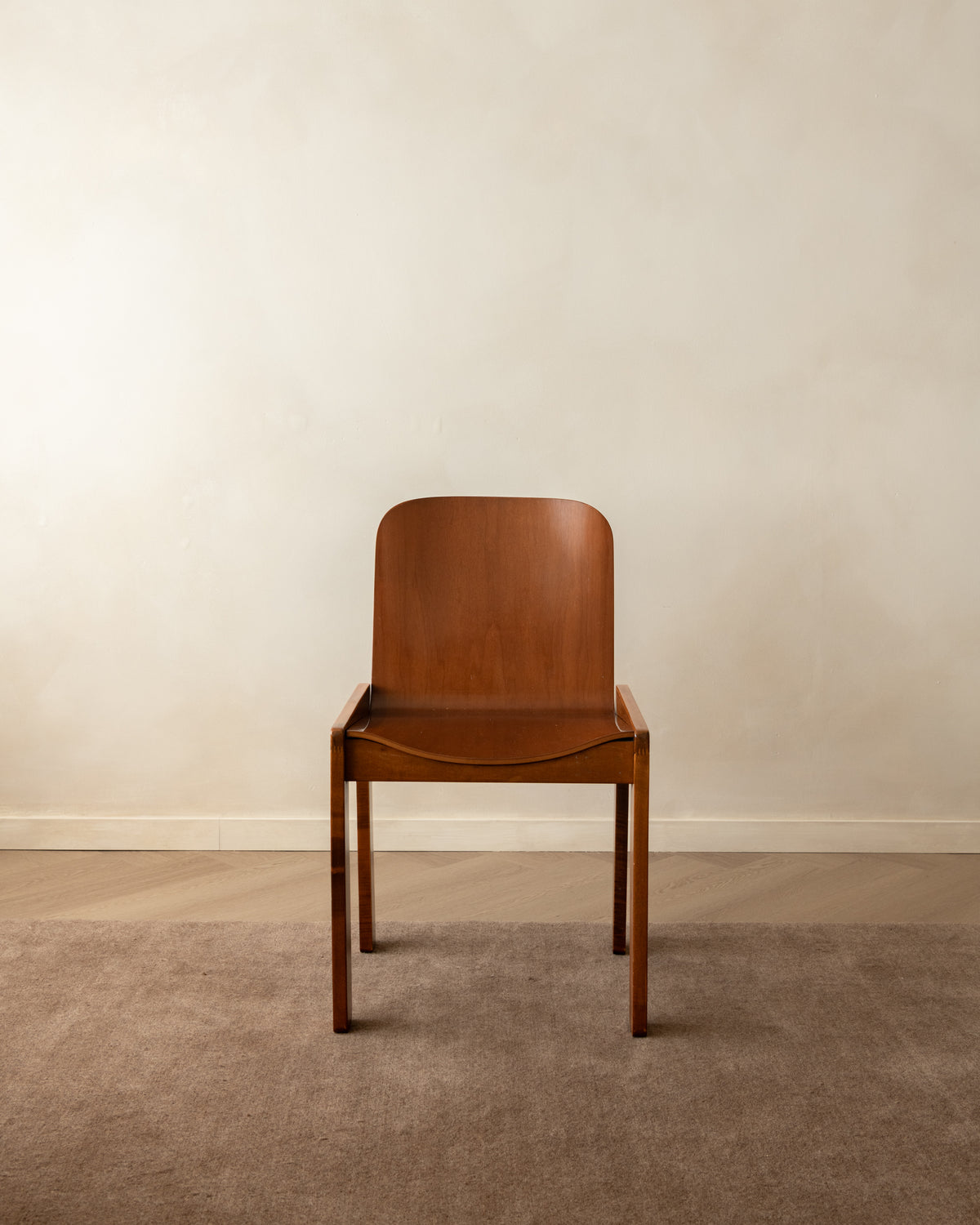 Italian Plywood Dining Chairs Attributed to Molteni, 1970s, Set of 4
