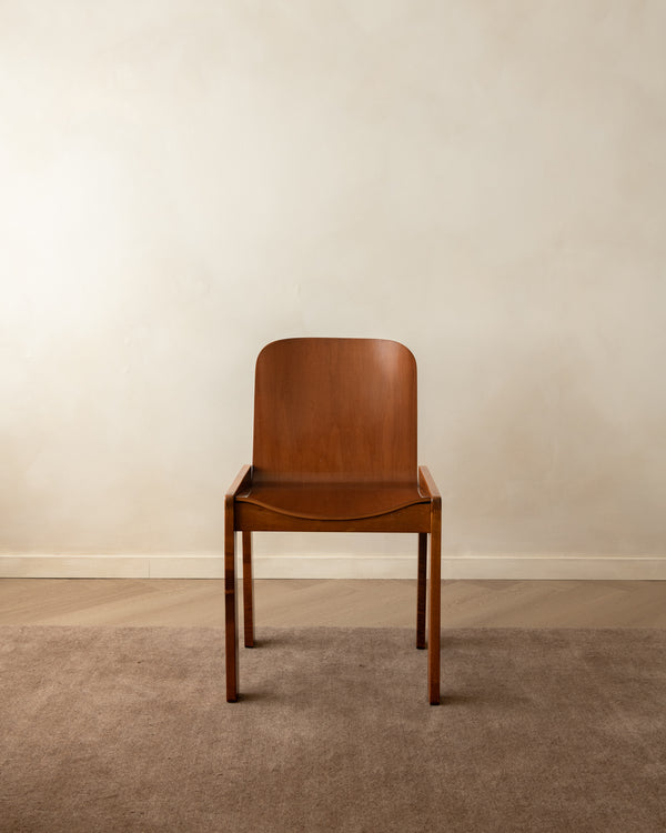 Italian Plywood Dining Chairs Attributed to Molteni, 1970s, Set of 4
