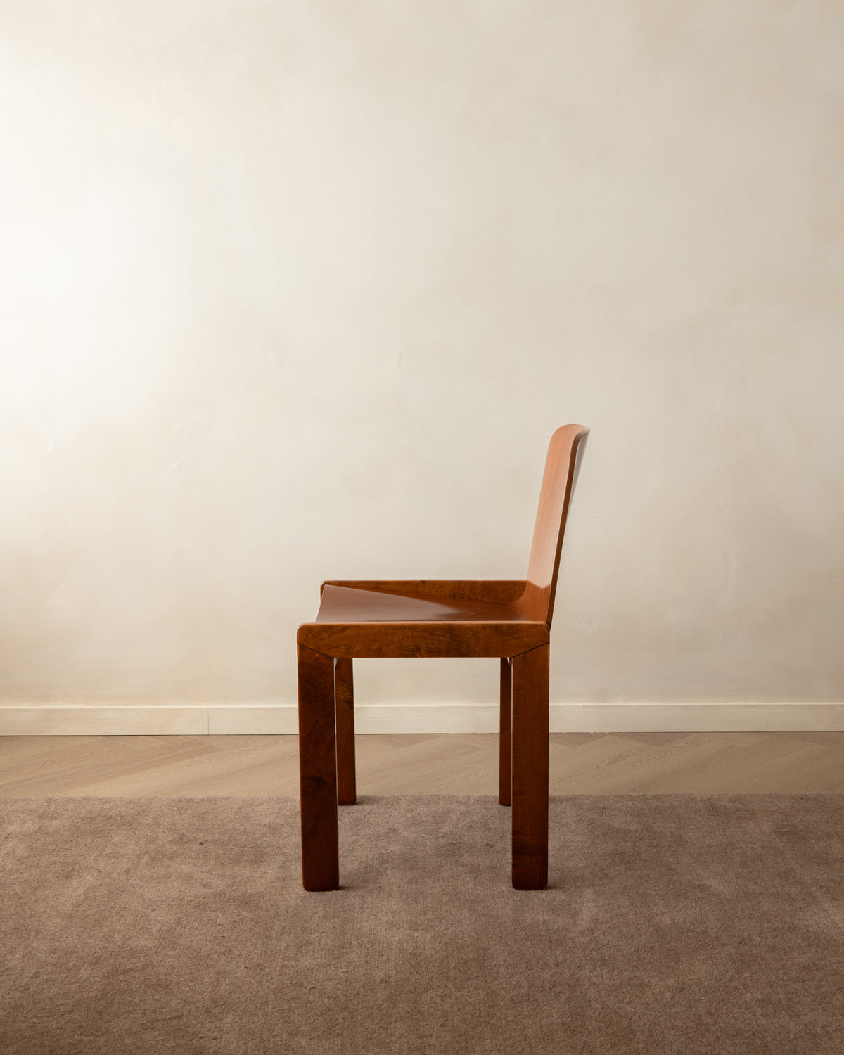 Italian Plywood Dining Chairs Attributed to Molteni, 1970s, Set of 4