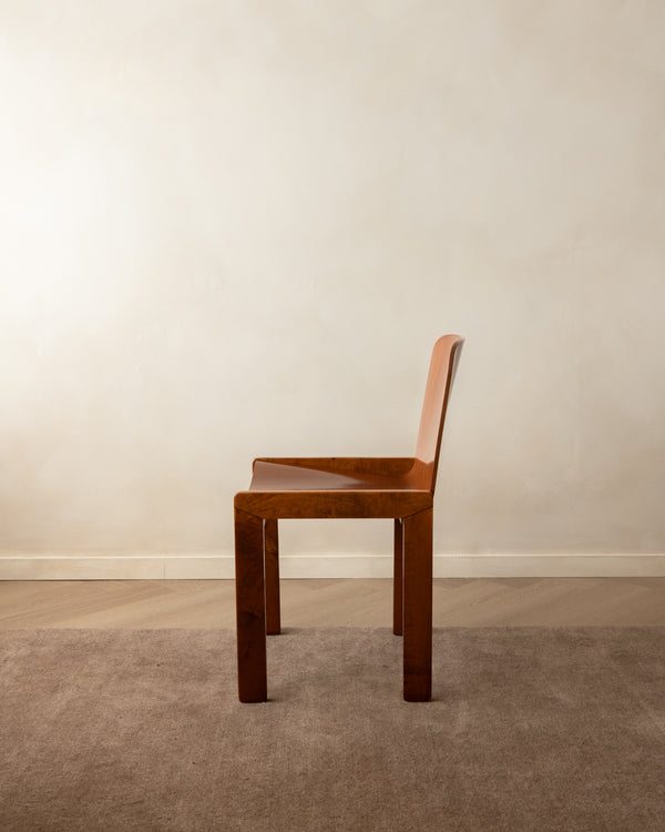 Italian Plywood Dining Chairs Attributed to Molteni, 1970s, Set of 4