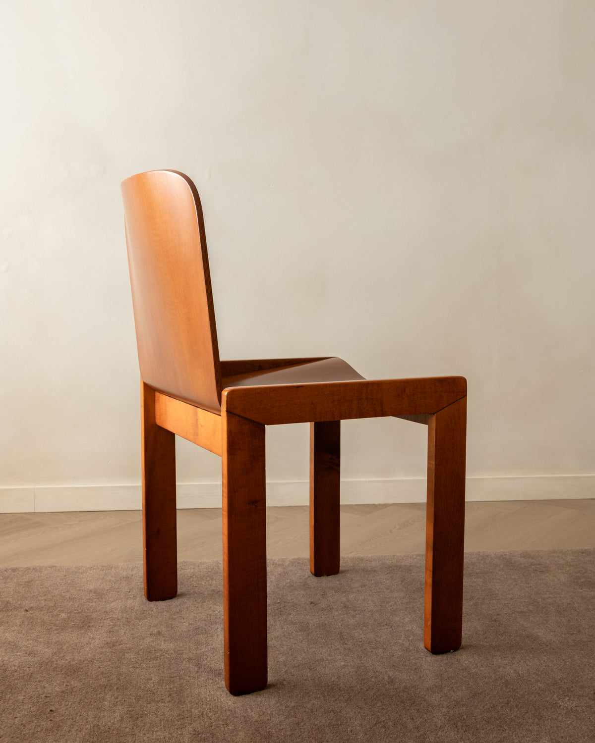 Italian Plywood Dining Chairs Attributed to Molteni, 1970s, Set of 4