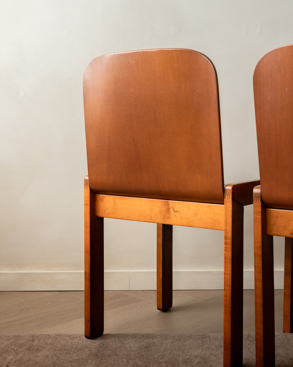 Italian Plywood Dining Chairs Attributed to Molteni, 1970s, Set of 4