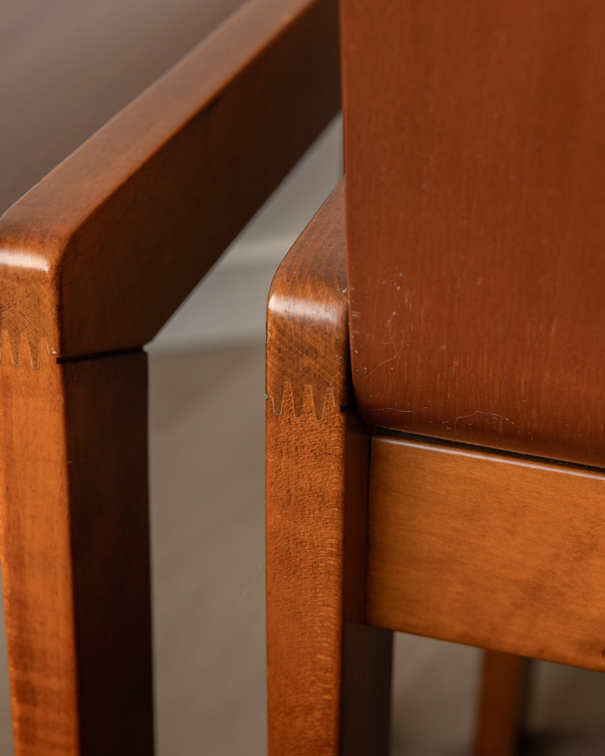 Italian Plywood Dining Chairs Attributed to Molteni, 1970s, Set of 4