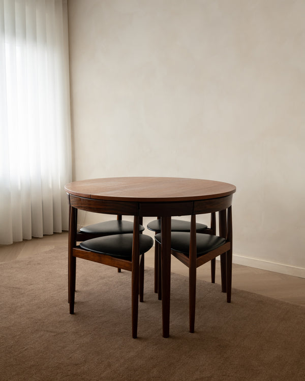 Mid Century Teak Roundette Dining Set by Hans Olsen for Frem Røjle, 1950s, Set of 5