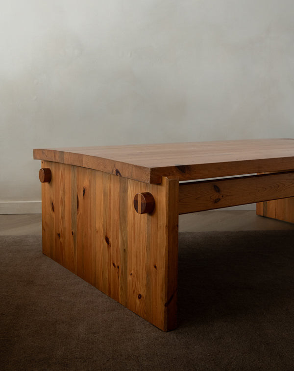Brutalist Pine Coffee Table Dymling by Yngve Ekström for Swedese, 1970s