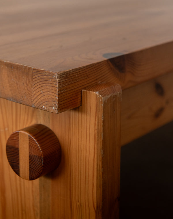 Brutalist Pine Coffee Table Dymling by Yngve Ekström for Swedese, 1970s