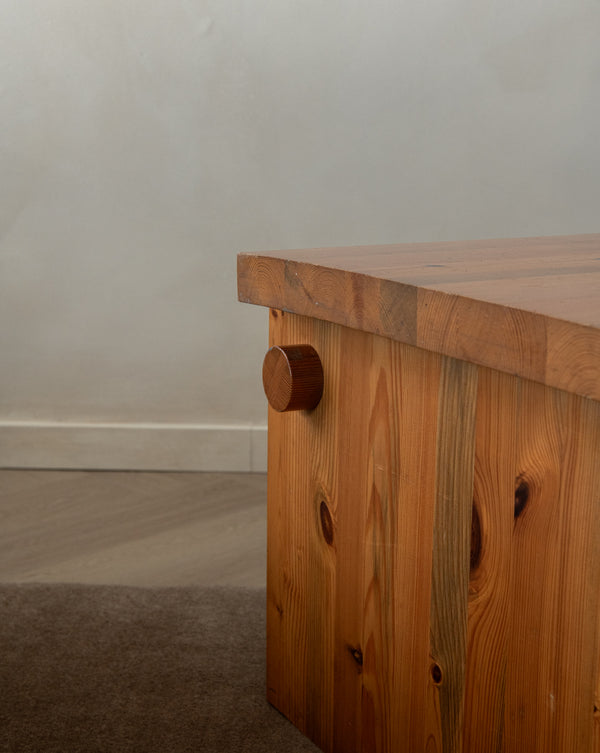 Brutalist Pine Coffee Table Dymling by Yngve Ekström for Swedese, 1970s